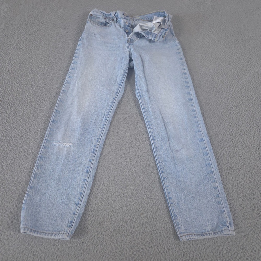 Levi's Jeans Womens 27 Blue Wedgie Straight Leg Button Fly Distressed Denim Pant